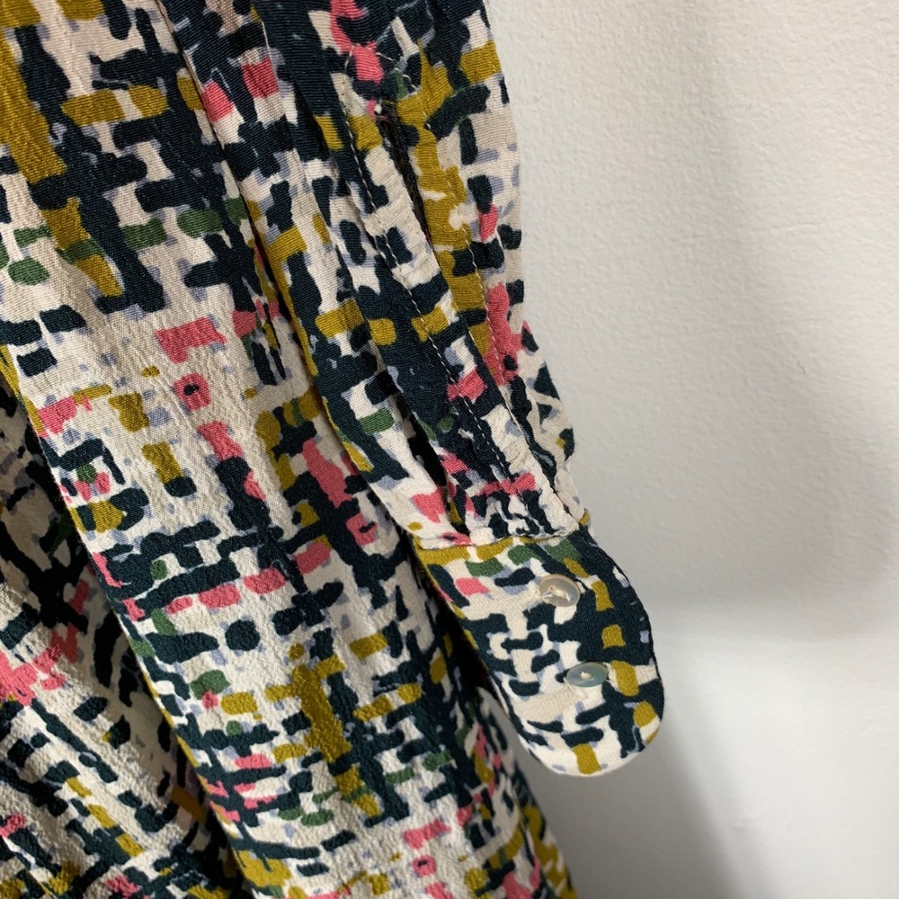 Zara Multicolored Pattern Frill Mock Neck Dress - Picture 5 of 8